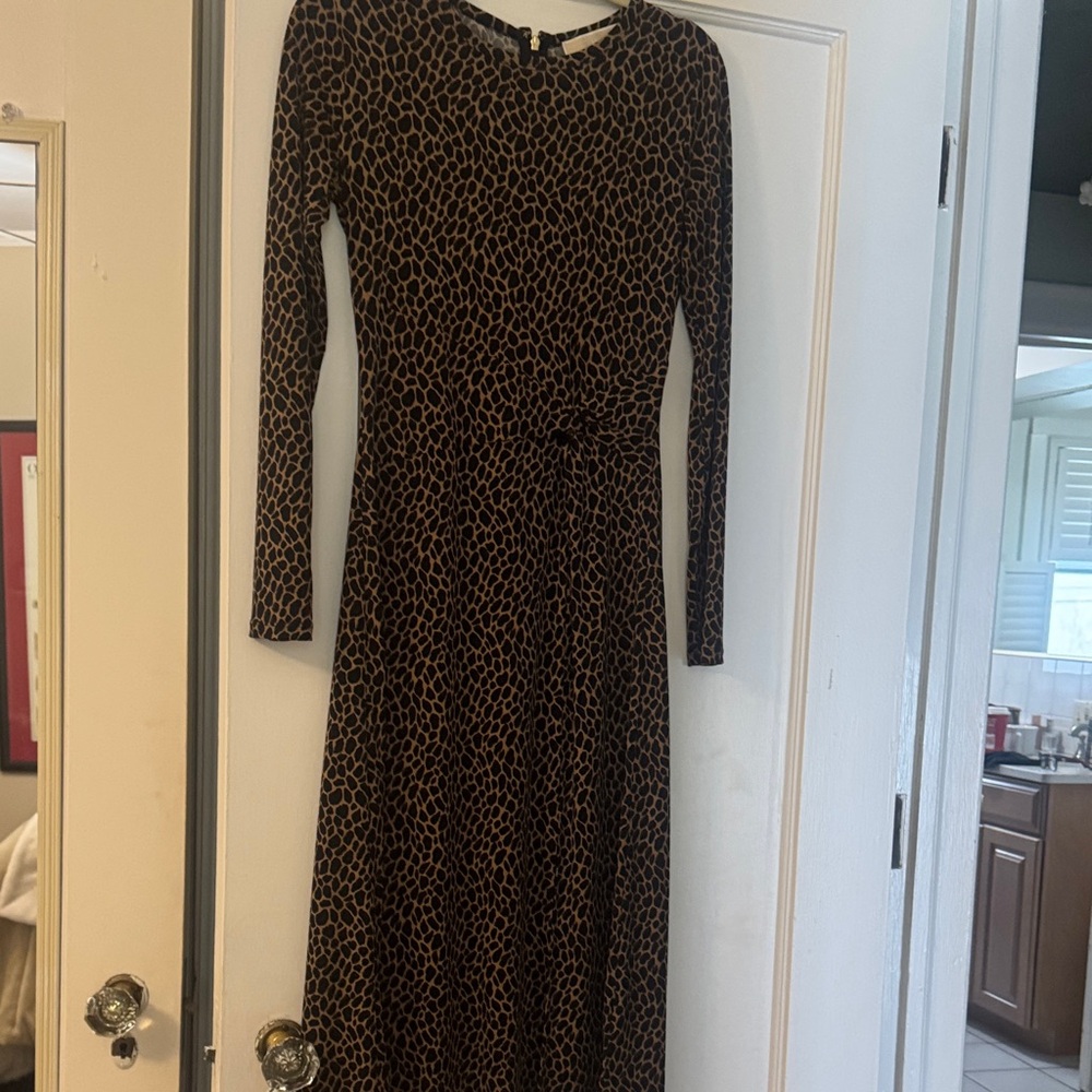 MICHAEL Michael Kors Black and Brown Midi Dress